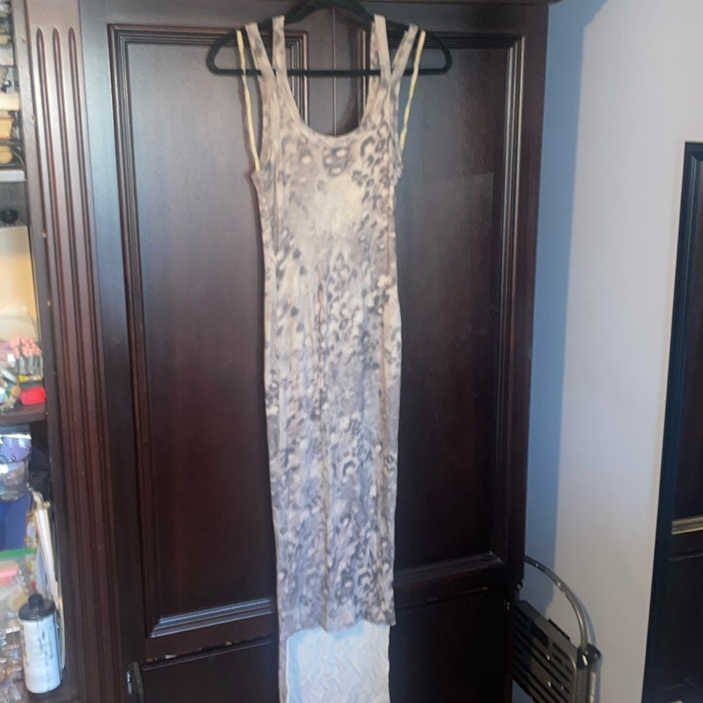 Gray Allsaints, leopard print softest (modal) tank dress sz 4
